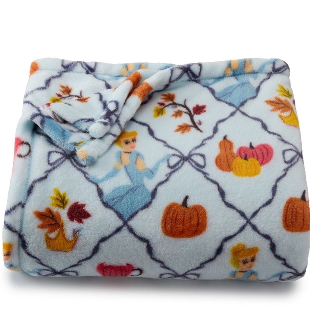 Cozy Blue Cinderella Blanket with Autumn Print